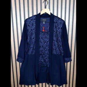 New R&M Richards Cardigan Blouse 10 / M Womens Blue Embellished Open Front Built